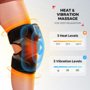 Knee Massager with Heat and Red Light Therapy for Knee Pain Relief | FSA&HSA, 5000Mah Cordless Heated Knee Brace with 3 Heat / 3 Vibration / 5 Light Levels, 72 Red Lights 660Nm & 850Nm Infrared