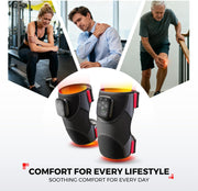 Knee Massager with Heat and Red Light Therapy for Knee Pain Relief | FSA&HSA, 5000Mah Cordless Heated Knee Brace with 3 Heat / 3 Vibration / 5 Light Levels, 72 Red Lights 660Nm & 850Nm Infrared
